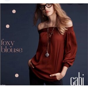 368 CAbi Foxy Flowy Blouse Rust Office Boho Minimalist XL